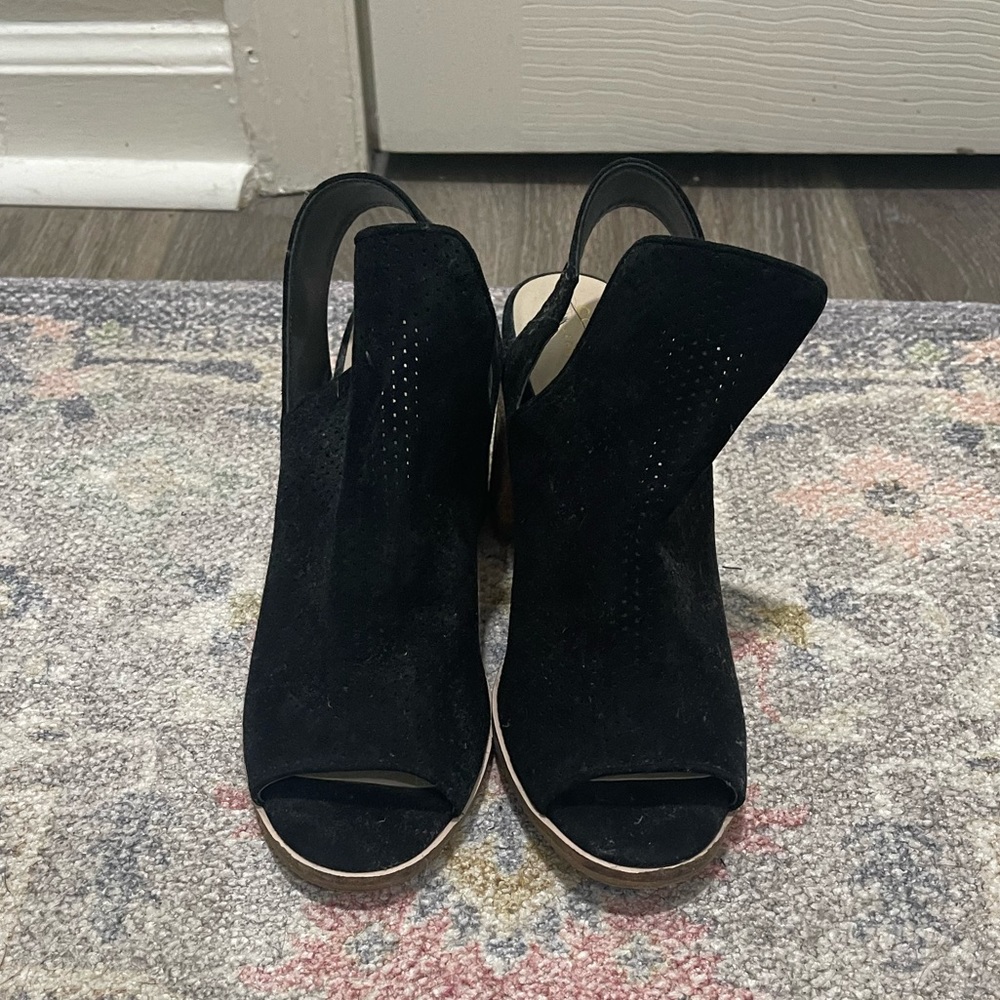 Coke Haan suede peep toe booties